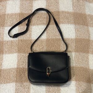 A New Day - Black Leather Shoulder Bag